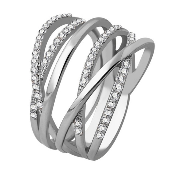 Silver Criss Cross Statement Ring - Picture 2 of 3